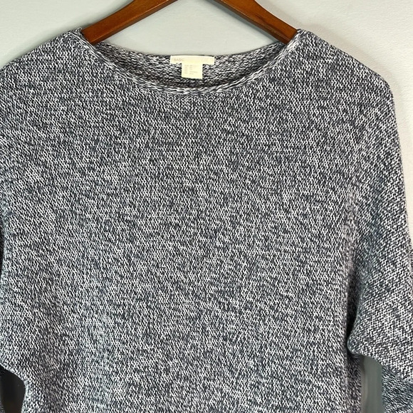 H&M Navy Marled Sweater Relaxed Fit 1/2 Dolman Sleeve Soft Cotton Coastal XS - Picture 3 of 11